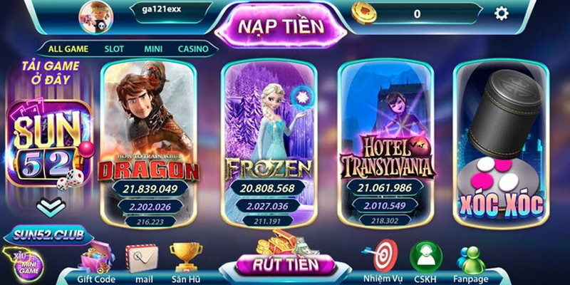 Khám phá đa dạng sản phẩm game bài đổi thưởng tại Sun52